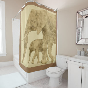 Baby Elephant with it's Mother  Shower Curtain