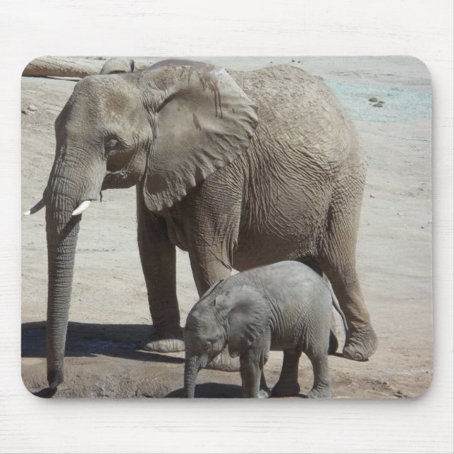Baby Elephant with Mummy Mouse Mat (Front)