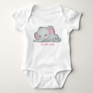 Baby elephant  with pink ears  baby bodysuit