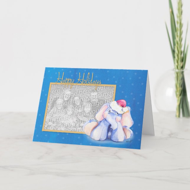 Baby Elephant with Santa Hat Holiday Card (Front)