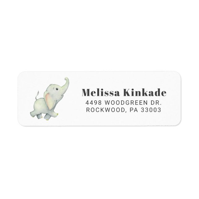 Baby Elephant Woodland Animal Return Address (Front)