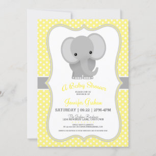 Baby Elephant (yellow) Baby Shower Invitation