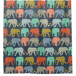 baby elephants and flamingos Sienna Shower Curtain