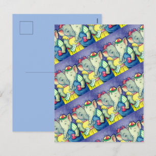 BABY ELEPHANTS FIRST LOVE, CUTE PACHYDERM FRIENDS HOLIDAY POSTCARD