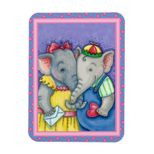 BABY ELEPHANTS FIRST LOVE, CUTE PACHYDERM FRIENDS MAGNET