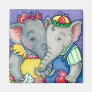 BABY ELEPHANTS FIRST LOVE, CUTE PACHYDERM FRIENDS MAGNET