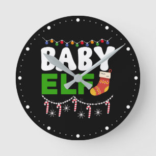Baby Elf Christmas Holiday Design-84608 Round Clock