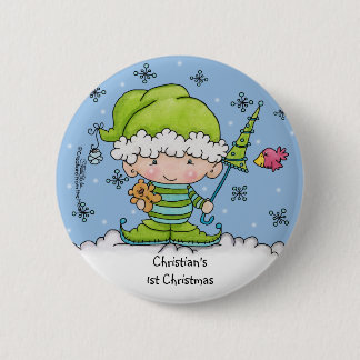 Baby Elf –Personalised !st Christmas 6 Cm Round Badge