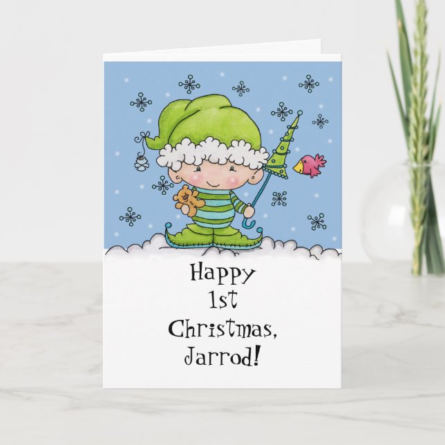 Baby Elf –Personalised !st  Christmas Holiday Card (Front)