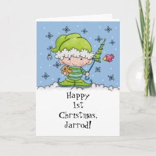 Baby Elf –Personalised !st  Christmas Holiday Card
