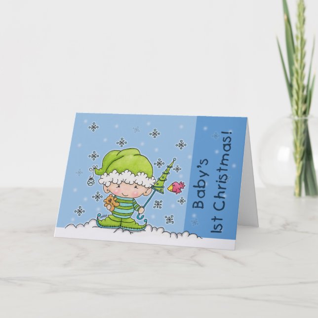 Baby Elf –Personalised !st  Christmas Holiday Card (Front)