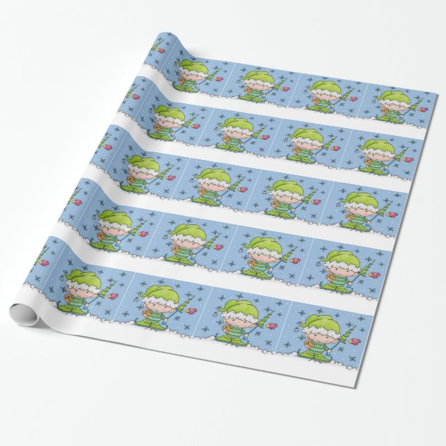 Baby Elf –Personalised !st  Christmas Wrapping Paper (Unrolled)