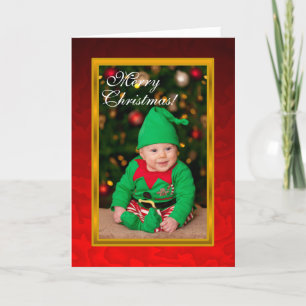 Baby Elf Red Christmas Card