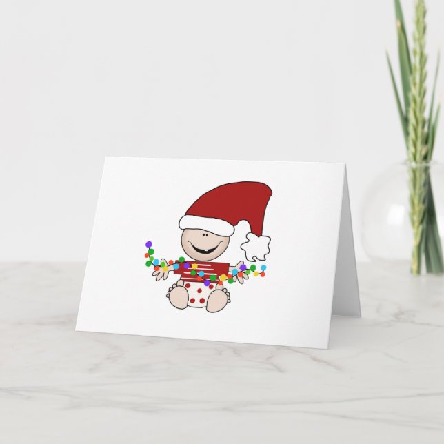 Baby Elf With Lights Tshirts and Gifts Holiday Card (Front)