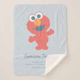Baby Elmo Baby Birth Stats Sherpa Blanket