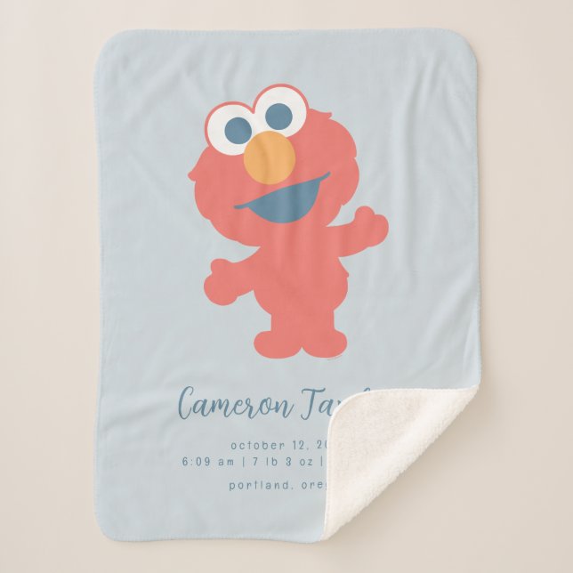 Baby Elmo | Baby Birth Stats Sherpa Blanket (Front)