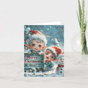 Baby Elves Christmas Digital Art Holiday Card