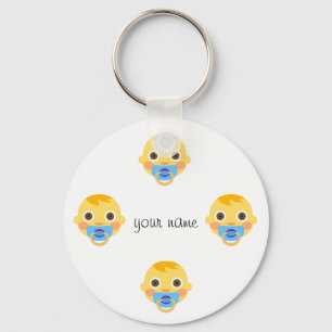 Baby Emoji Face and '' Your Name Here " Key Ring