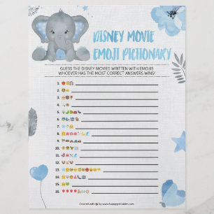 Baby Emoji Pictionary [Baby Elephant [Blue] Custom Letterhead