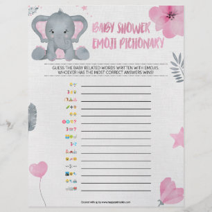 Baby Emoji Pictionary [Baby Elephant [Pink]] Custom Letterhead