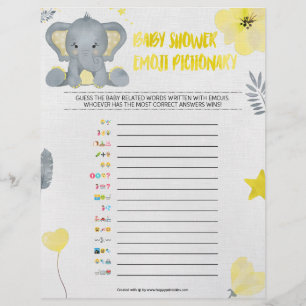 Baby Emoji Pictionary [Baby Elephant [Yellow]] Custom Letterhead
