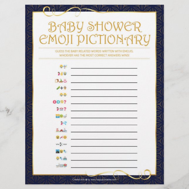 Baby Emoji Pictionary [Golden Blue] Custom Letterhead (Front)