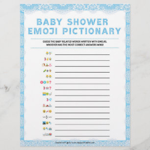 Baby Emoji Pictionary [Luxury Lace [Blue]] Custom Letterhead