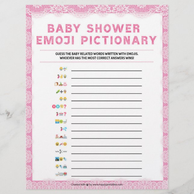 Baby Emoji Pictionary [Luxury Lace [Pink]] Custom Letterhead (Front)