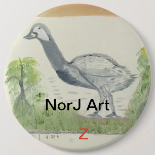 Baby emu on button design by NorJ Art