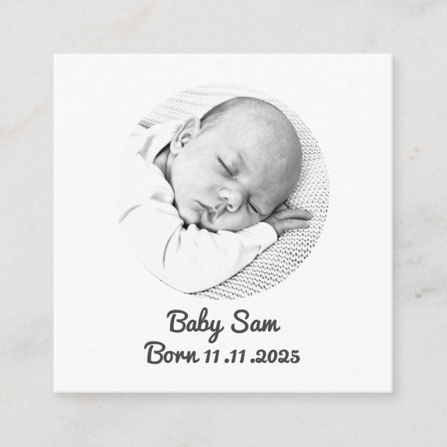 "Baby Enclosure Card – Custom Photo & Name" (Front)
