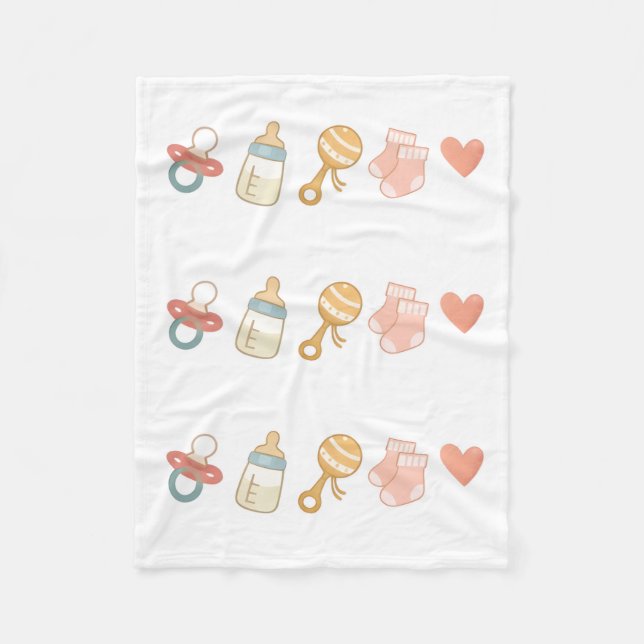 Baby Essentials Pattern  Fleece Blanket (Front)