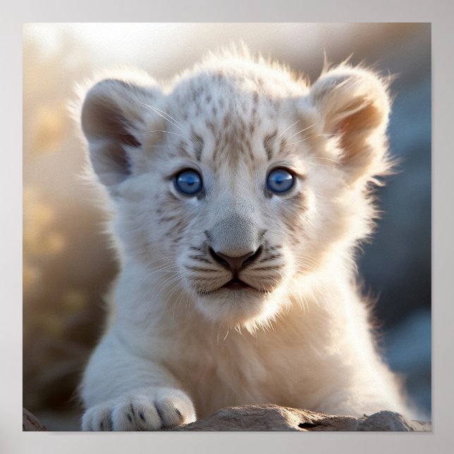 Baby exotic white lion cub print (Front)