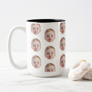 Baby Face Collage Pattern Kiss Face Two-Tone Coffee Mug