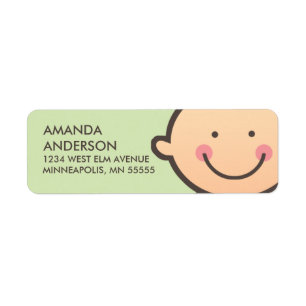 Baby Face Green Return Address Labels