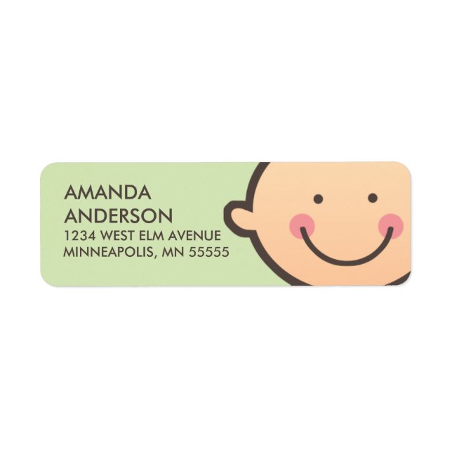 Baby Face Green Return Address Labels (Front)