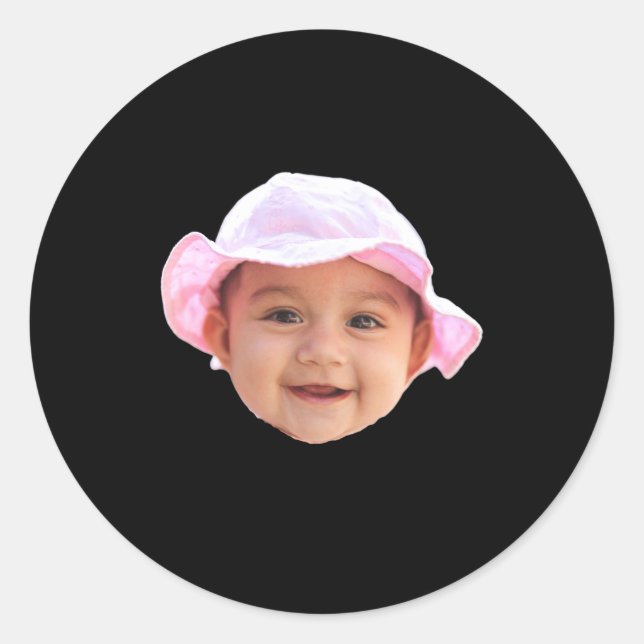 Baby Face Photo Text New Uncle  Classic Round Sticker (Front)