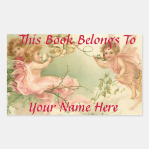 Baby Fairies Book Name Plate Rectangular Sticker