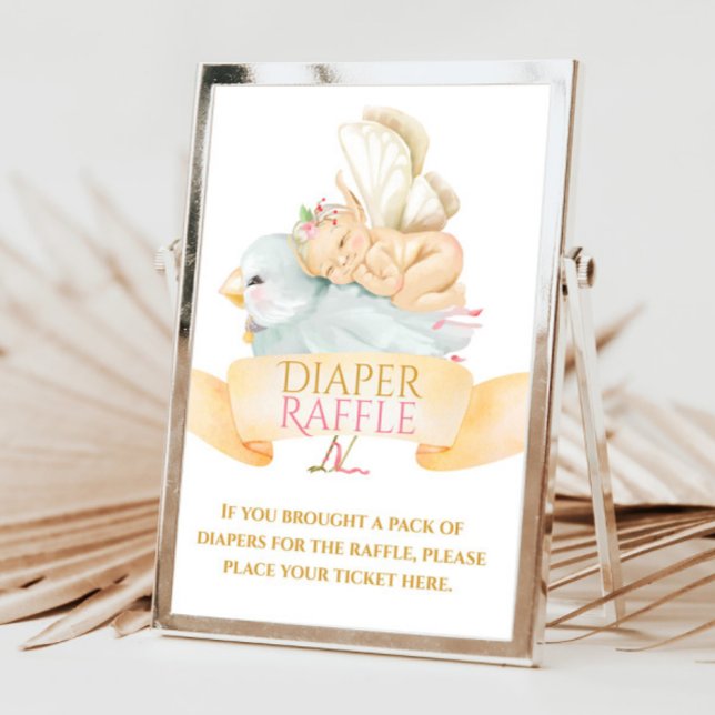 Baby Fairy and Bird Diaper Raffle Sign Invitation (Creator Uploaded)