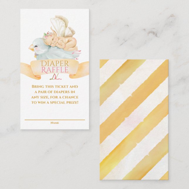 Baby Fairy and Bird Diaper Raffle Ticket (Front/Back)