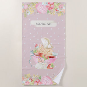 baby fairy cute garden enchanted monogram  beach towel
