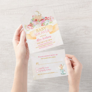 Baby Fairy Delicate Girly Baby Shower All In One Invitation