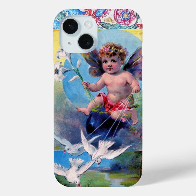 BABY FAIRY WITH DOVES ANTIQUE FLORAL Case-Mate iPhone CASE (Back)