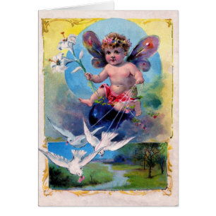 BABY FAIRY WITH DOVES ,Blue Sapphire