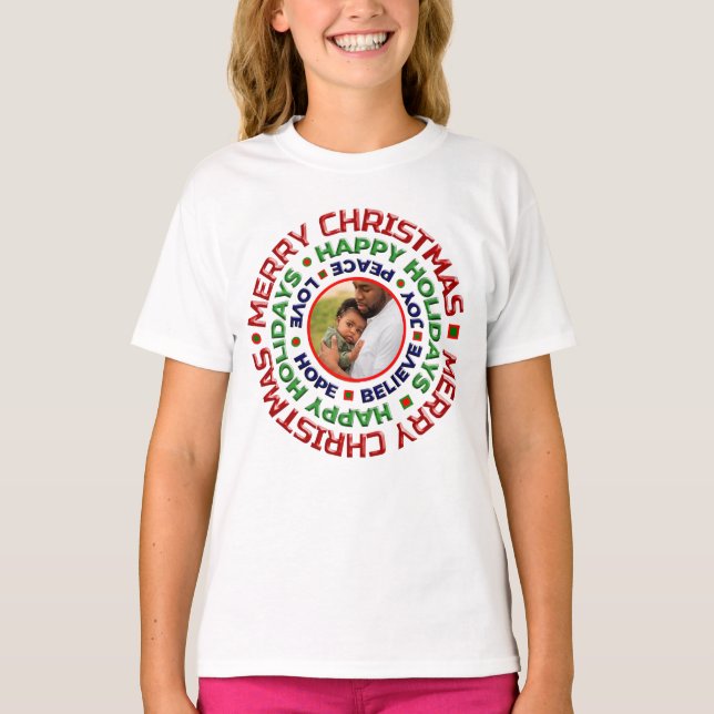 Baby Family Christmas Photo Holiday Personalise T-Shirt (Front)