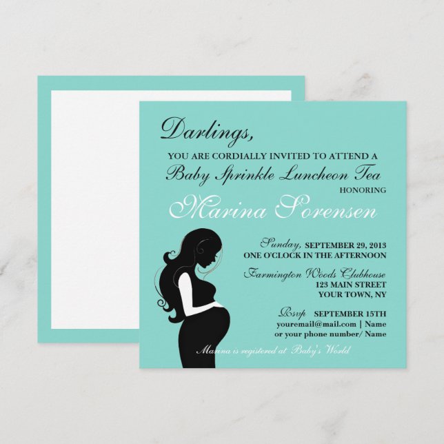 BABY & Family Sprinkle Shower Luncheon Tea Party Invitation (Front/Back)