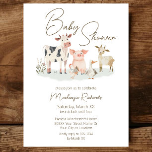 Baby Farm Animals Cute Country Theme Invitation