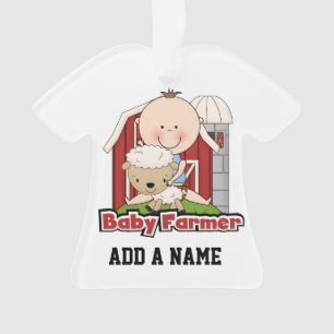Baby Farmer With Sheep Ornament