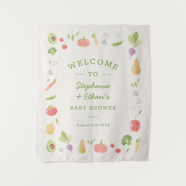 Baby Farmer's Market Vegetable Garden Welcome Tapestry (Front)