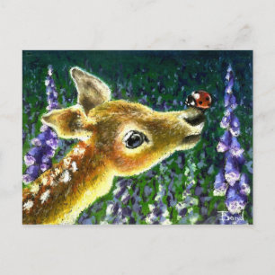 Baby fawn and ladybug postcards