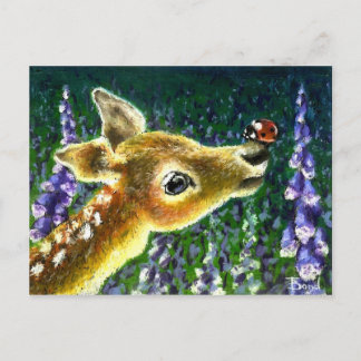 Baby fawn and ladybug postcards